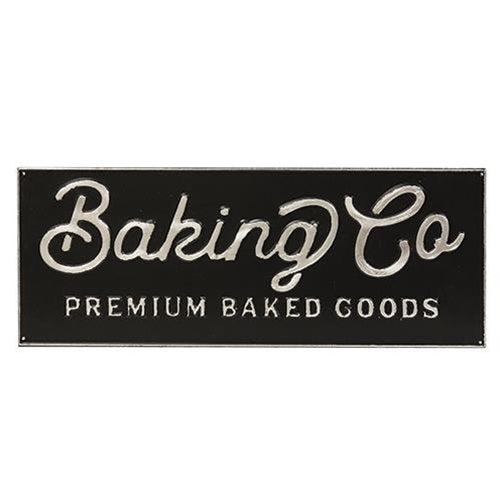 Black and Galvanized Metal Baking Co Sign