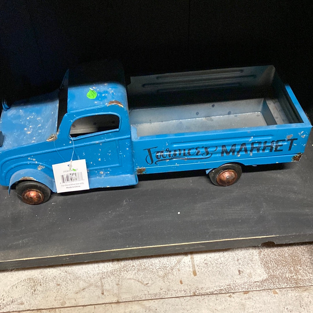 Blue farmers market truck